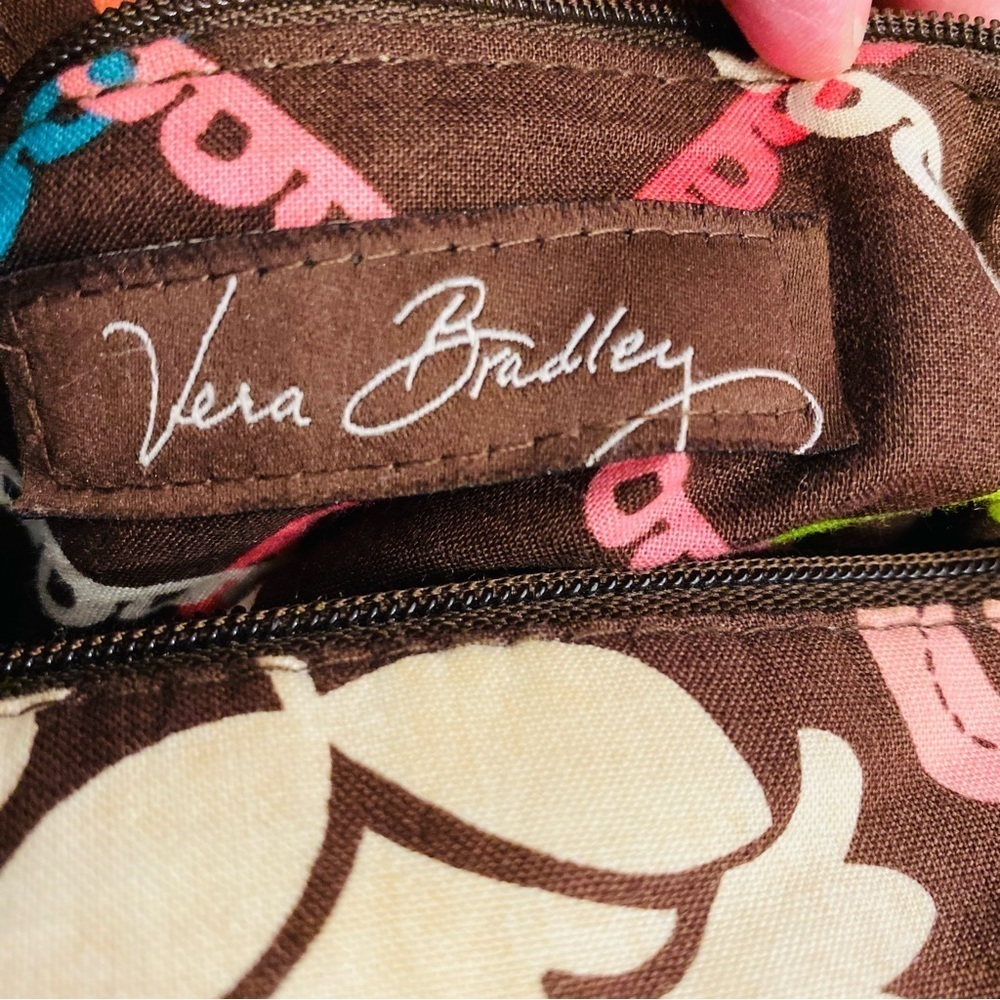 Vera Bradley Floral Quilted Brown LOLA Tote Purse Handbag Leather Straps Bottom - Picture 11 of 16